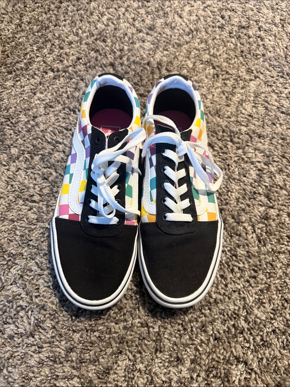 Women’s Black & Multicolor Checkerboard Old School Vans